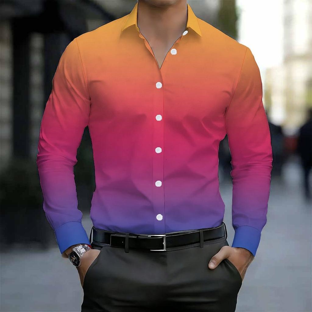 Chemise pour homme à col dégradé violet ton uni manches longues boutonnée