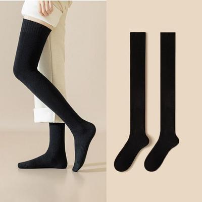 1 Pair Thicken Women's Socks Solid Color Warm Thick Stockings High Knee Socks Warm Knees and Legs