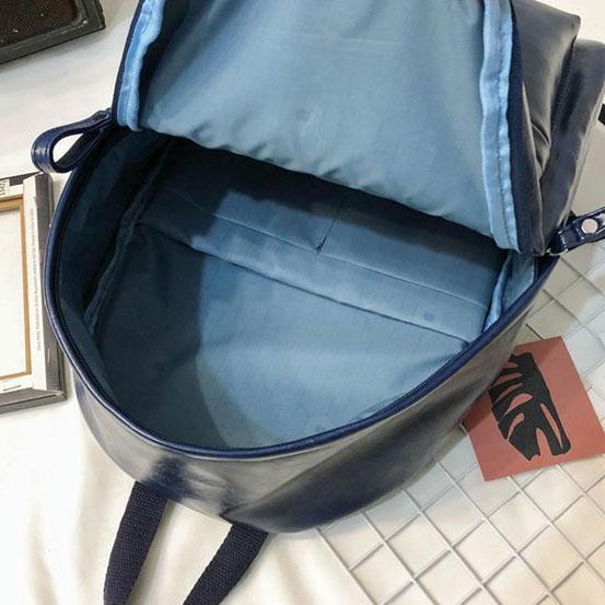 Women's Backpack Vintage Soft PU Backpack casual Anti-theft Shoulder Bag Solid Color School Backpack