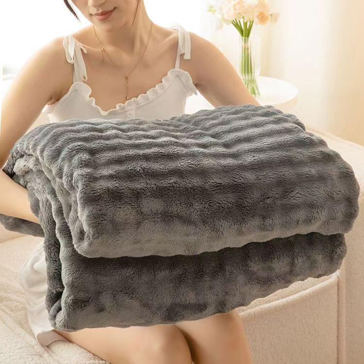 Útulná flanelová deka na zdřímnutí - Silný bublinkový korálový fleece na zimu