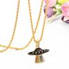Hip Hop Creative Spaceship UFO Necklace UFO Colorful Shine Light Beam NeckChain For Man Women Rapper Jewelry Gifts