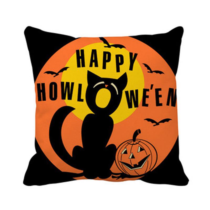 Halloween Theme Wizard Print Pattern Cushion Cover Home Living Room Sofa Decoration Square Polyester Pillow Pillow Cover