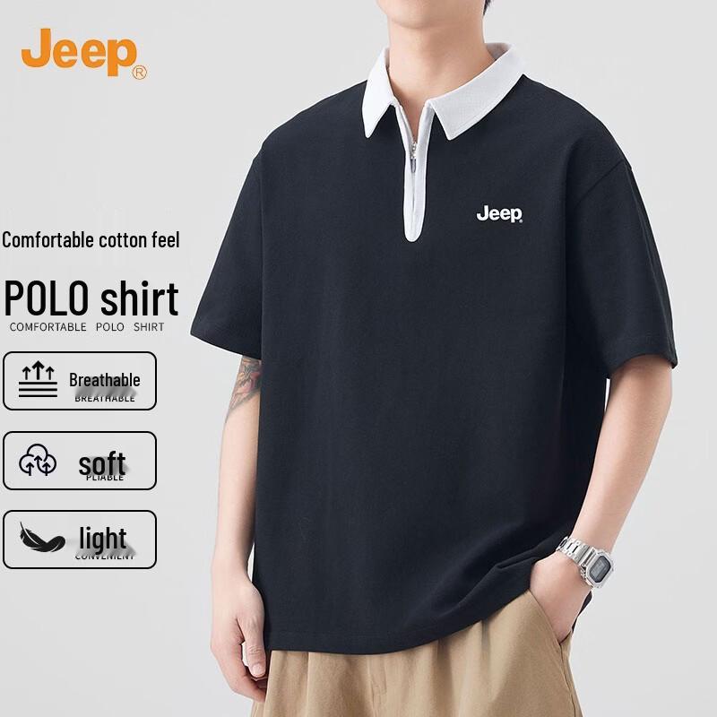 JEEP Men s Half-Zip Color-Block Polo Shirt XL