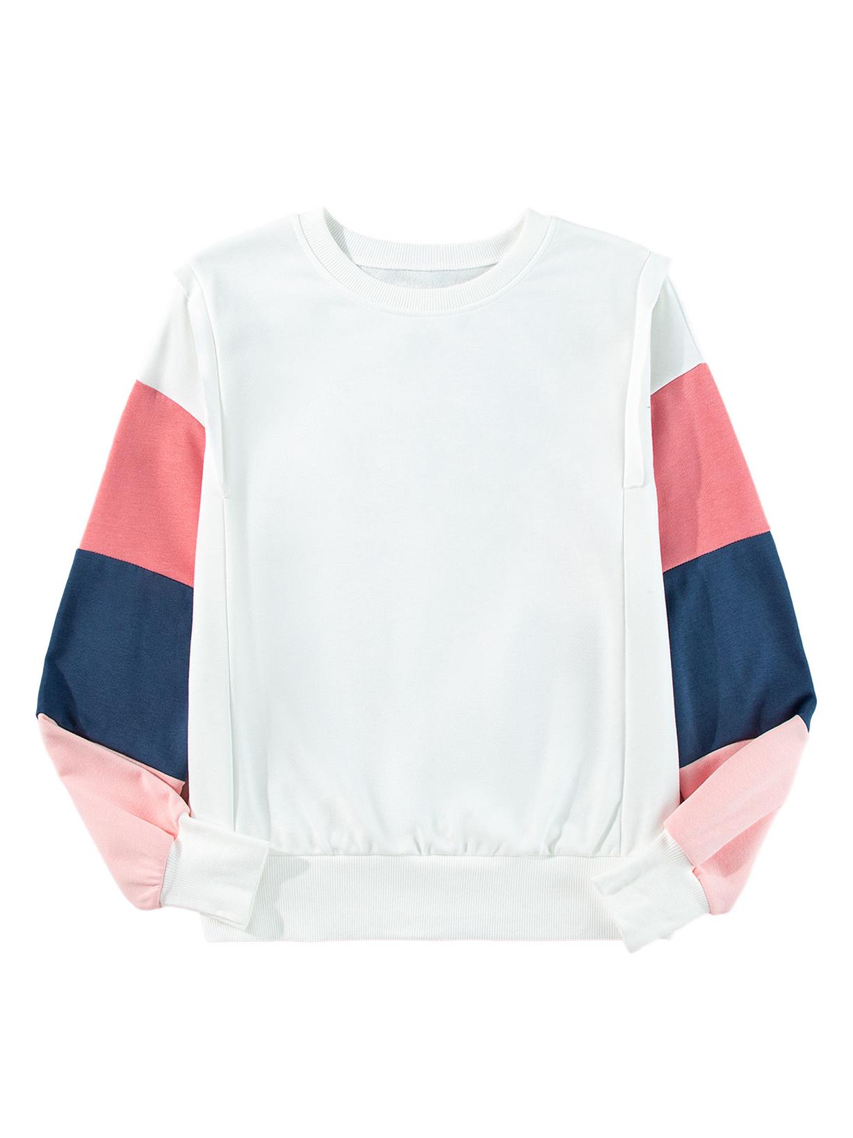 

Shiying Осенний женский свободный повседневный пуловер с круглым вырезом и длинными рукавами с разноцветным принтом Small белый