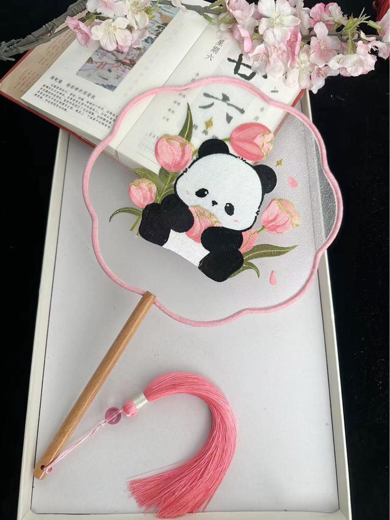 Ancient Style Chinese Embroidered Round Fan for Hanfu and Cheongsam