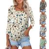 Shirt For Women's Fashion Casual Square Neck 3/4 Sleeve Loose Printed T-Shirt Ladies Top