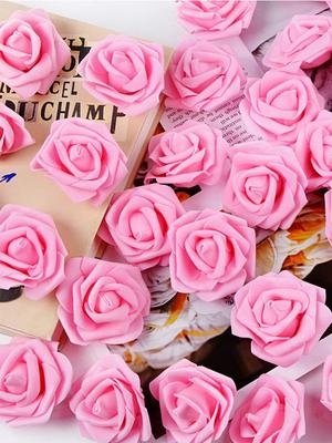 100 Pcs Real Looking Foam Fake Roses Artificial Rose Flower Heads for DIY Wedding Baby Shower Centerpieces Arrangements Party Tables Home Decorations
