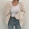 Thick thick needle sweater women's autumn and winter coat women's lantern sleeve knitted cardigan solid color versatile lazy style