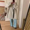 2026 Spring Korean Style Women's Hooded Windbreaker: Simple, Fashionable, Plain, Single-Breasted, Casual Mid-Length Jacket
