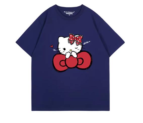 Miniso 2026 Hello Kitty Round neck ShortSleeve TShirt for Women men Couple Summer INS Student LooseFit Leisure Hotselling