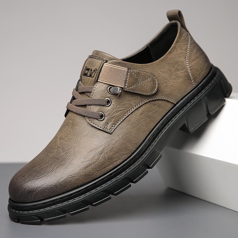 

Casual leather shoes men s spring and autumn new casual trend shoes British tooling shoes lace-up soft surface work Martin men s shoes 39