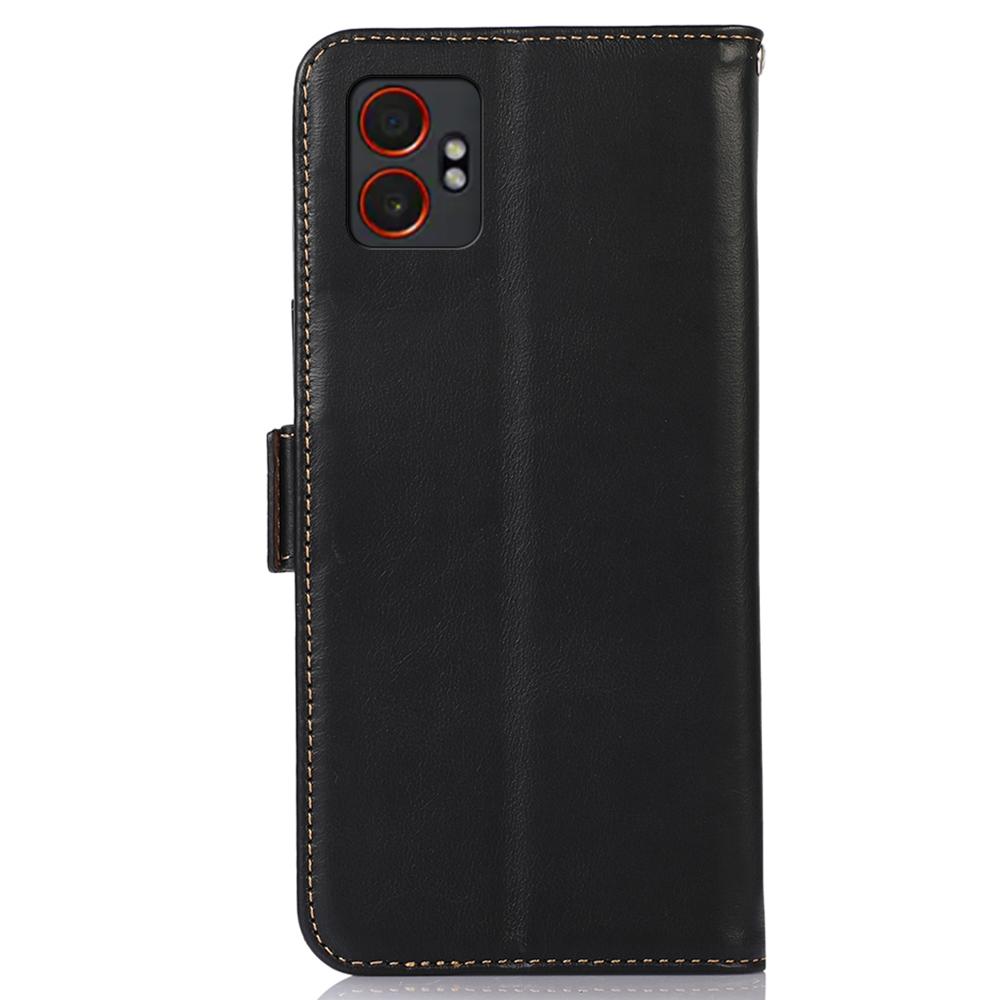 For Samsung Galaxy XCover7 Pro Case RFID Blocking Genuine Cow Leather Wallet Phone Cover