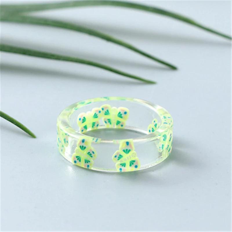 Brelocuri din rășină Inel pentru copii mici Inel cerc imprimat cu fluturi colorați Bijuterii pentru petrecere de nuntă pentru femei Anillos Cadou pentru prieteni