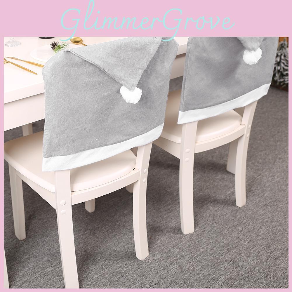 Elegant Gray Non-woven Christmas Chair Cover Set For Stylish Holiday Decor