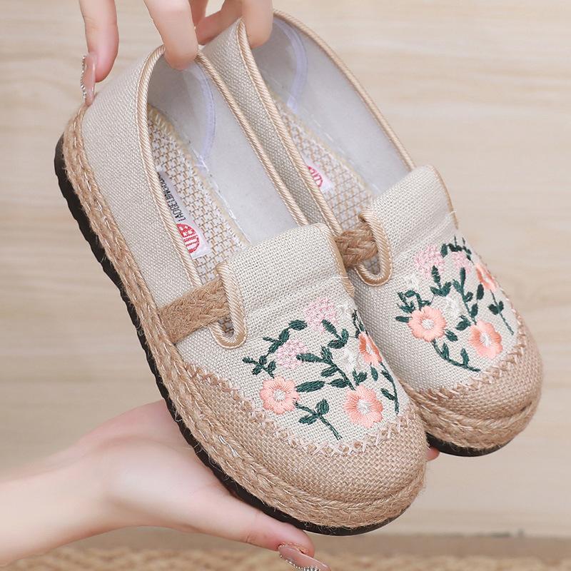 Summer Women’s Casual Embroidered Shoes Lady Breathable Soft Non Slip Shoes Lightweight Comfortable Slip On Women Shoes