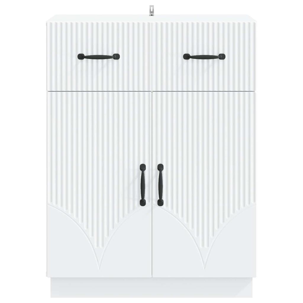 White Sideboard with Drawers 66 X 34.5 X 87 Cm Engineered Wood