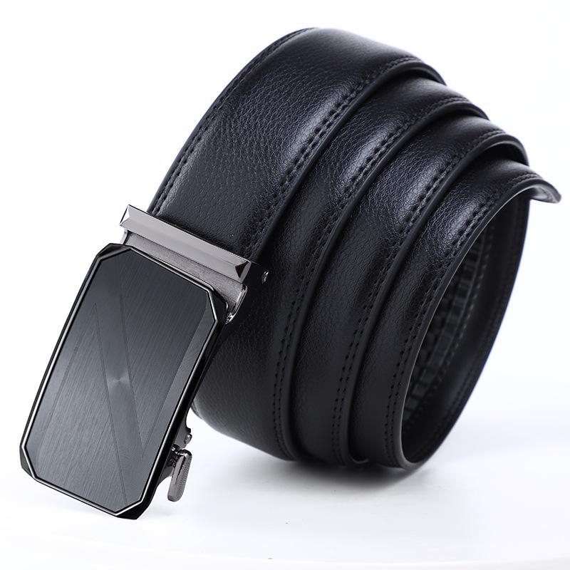 New Automatic Buckle Belt for Men and Women Business Casual Cowhide Belt