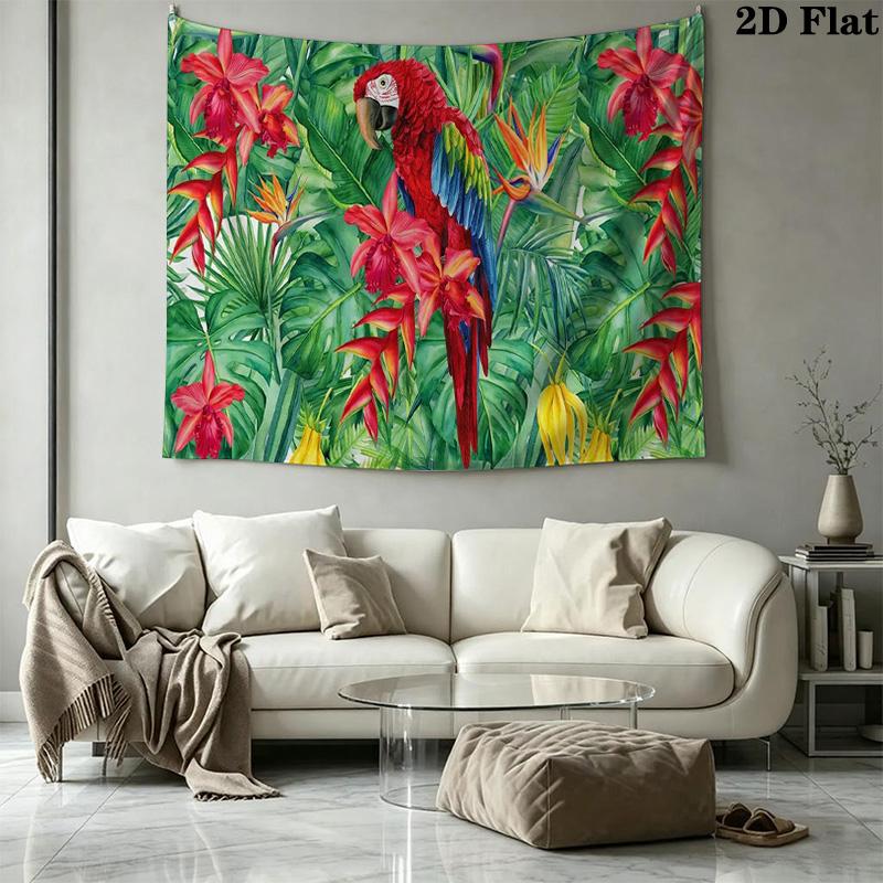 Tropical Parrot Wall Tapestry Aesthetic Wall Hanging Printed Fabric Blanket Decorative Tapestries for Bedroom Living Room Home Decor
