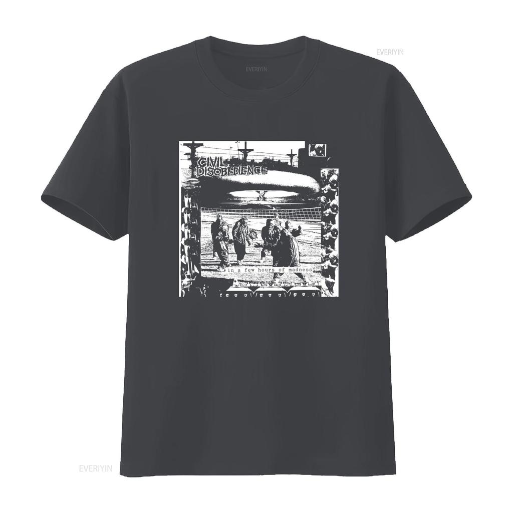 CIVIL DISOBEDIENCE Few Hours Punk Crust Hard Core Crass Print T Shirt vintage Washed fashion Stretched Unisex
