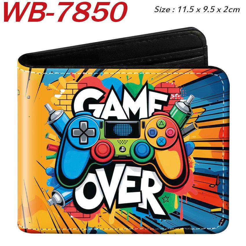 Gaming Controller Graffiti Wallet Large Capacity Wear-Resistant Short Fold Coin Purse Student Cartoon Print Casual