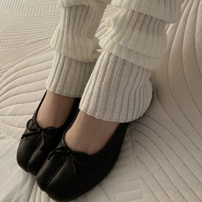 IPPEUM Tabis Shoes Split Toe Ballet Flats Plus Size 43 Women Mary Janes Low Heel Black Leather Ballerinas Zapatos Mujer