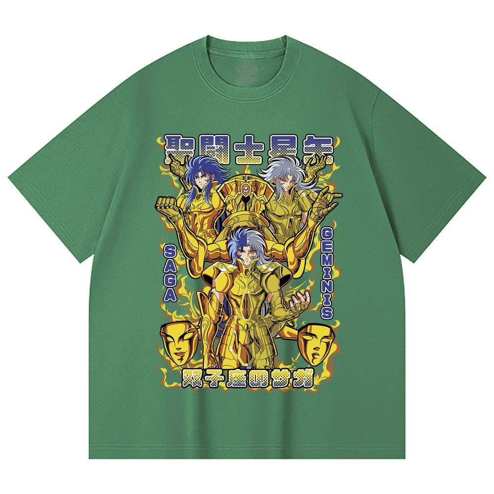 230 g/m² 100 % Baumwolle Saint Seiya V21 Zwilling Druck Unisex Schweres Baumwoll-T-Shirt