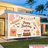 Donuts Ice Cream Birthday Party Decor Backdrop, Polyester Banner for Photo Props & Wall Hanging