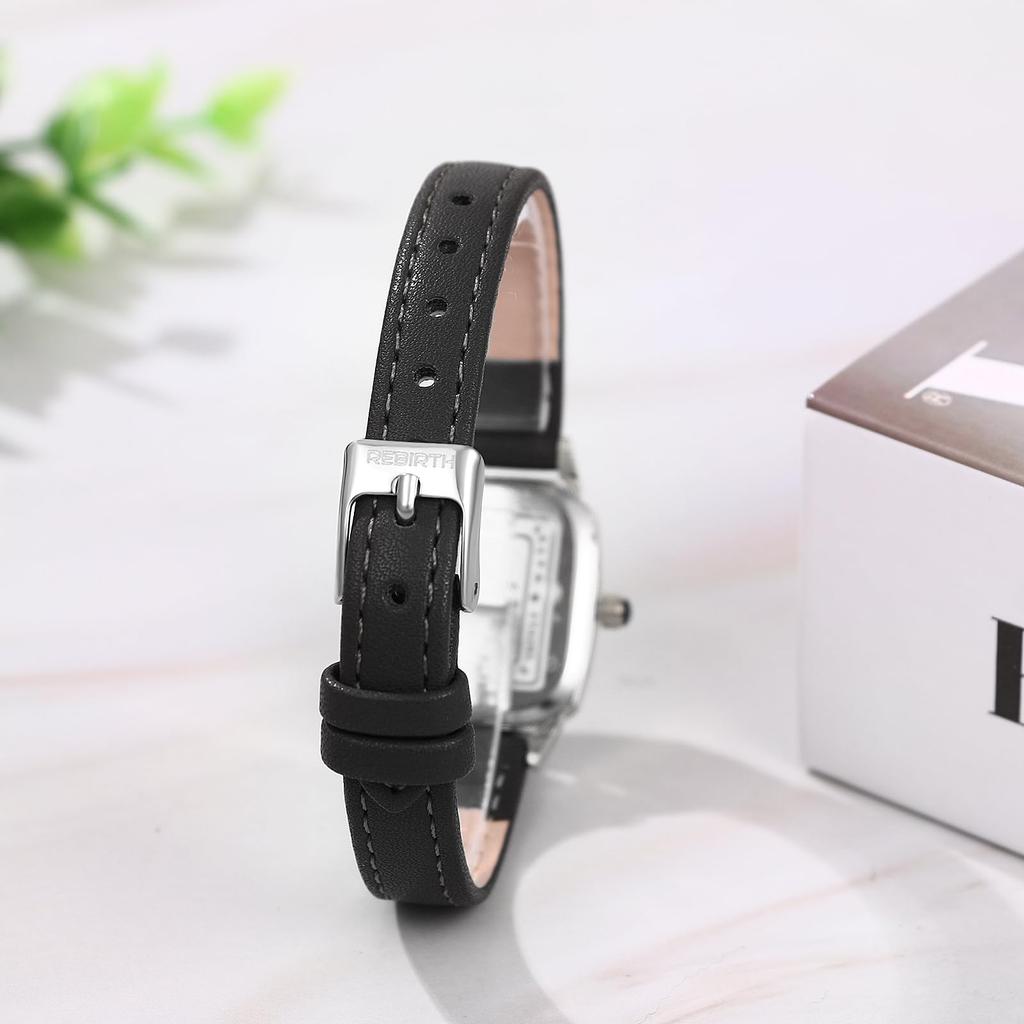 Square Watch for Women with Genuine Leather Strap and Analog Waterproof Quartz Bracelet Fashion Accessories Perfect Gift for Day Display Stylish,