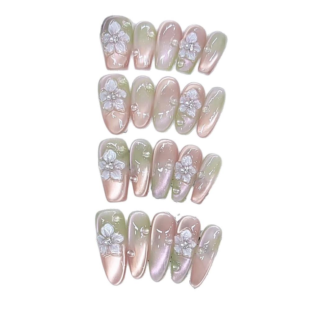 Pure Hand-kneaded New Spring Flower Three-dimensional Five-petal Flower Light Metering Cat Eye Temperament Nail Sticker