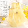 Yellow Bubble Skirt Dog Clothes Puppy Mesh Bow Cute Dress Small Dogs Clothing Cat Spring Summer Thin Fashion Girl Pet Products