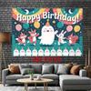 2D Spooky Ghost Birthday Backdrop Banner Colorful Balloon Animal Party Decoration