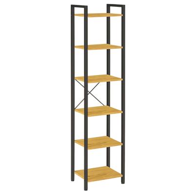 Industrial Loft High Shelf 6 Shelves Black Oak Metal 187X40X30 Begryf
