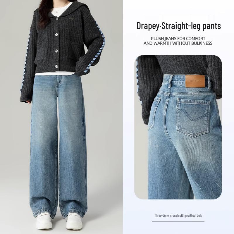 

Women s 2025 Spring High-Waisted Retro Blue Slimming Loose Fit Jeans 26 (86-95 lbs)