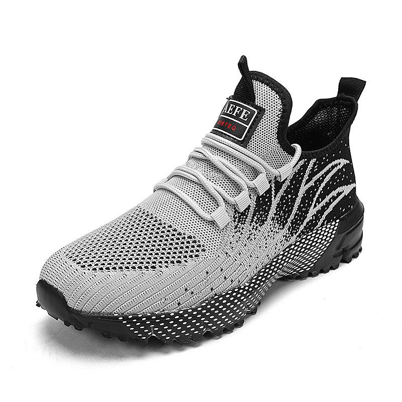 Large size summer and autumn men's sports shoes lightweight running shoes breathable fly-woven mesh shoes marathon long-distance running shoes