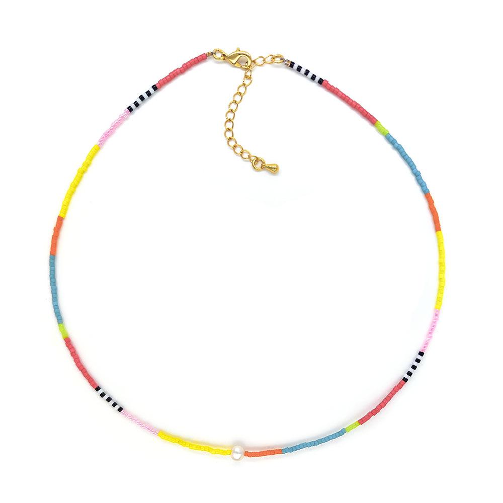 Bohemian Miyuki Seed Bead & Pearl Layered Choker Necklace for Women