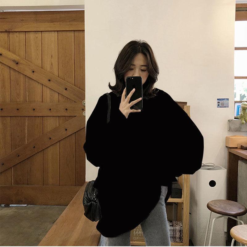2025 Women's Loose Korean-Style White Long-Sleeve T-Shirt for Autumn/Winter
