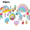 Early Wooden Learning Blocks With Rainbow Colors Kids Cognitive Skills Creative