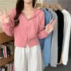 Maglione con cappuccio e cerniera primaverile e autunnale per studentesse donne, cappotto a maniche lunghe coreano, top corto, moda donna