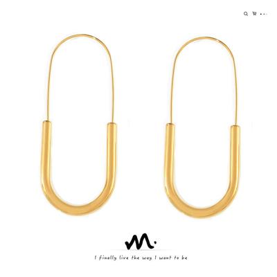 18k Gold-Plated Titanium Steel Paperclip Earrings: Simple, Modern Style