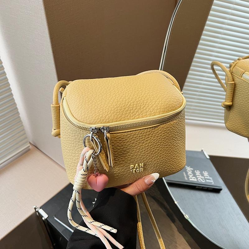 Simple messenger box bag women's summer new high-end niche lychee pattern fashion shoulder bag