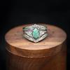 European & American Creative Turquoise Inlaid Diamond Women's Three-Piece Ring Set