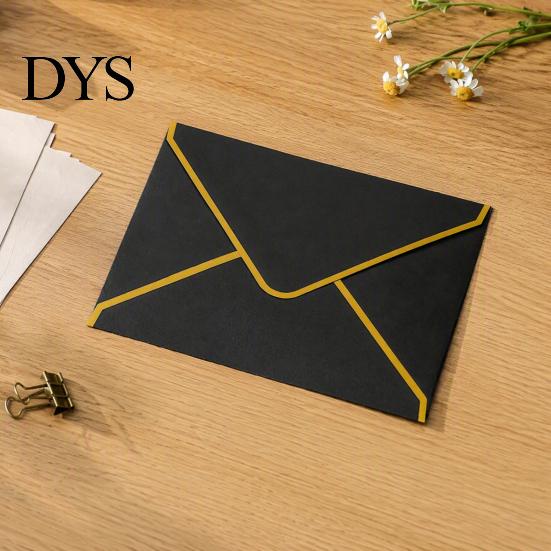 Professional Correspondence Supplies 5Pcs Western Style Envelopes with Gold Foil Trim, Offset Paper Invitation Decorative Gift Card for Wedding,
