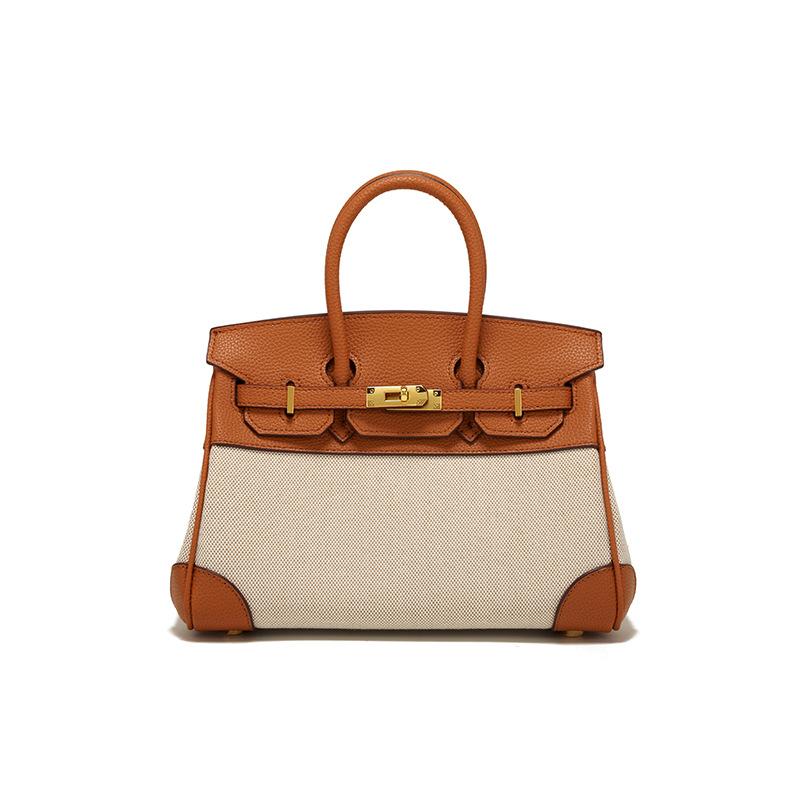 Autumn women's foreskin with canvas contrasting platinum bag, portable shoulder oblique span bag