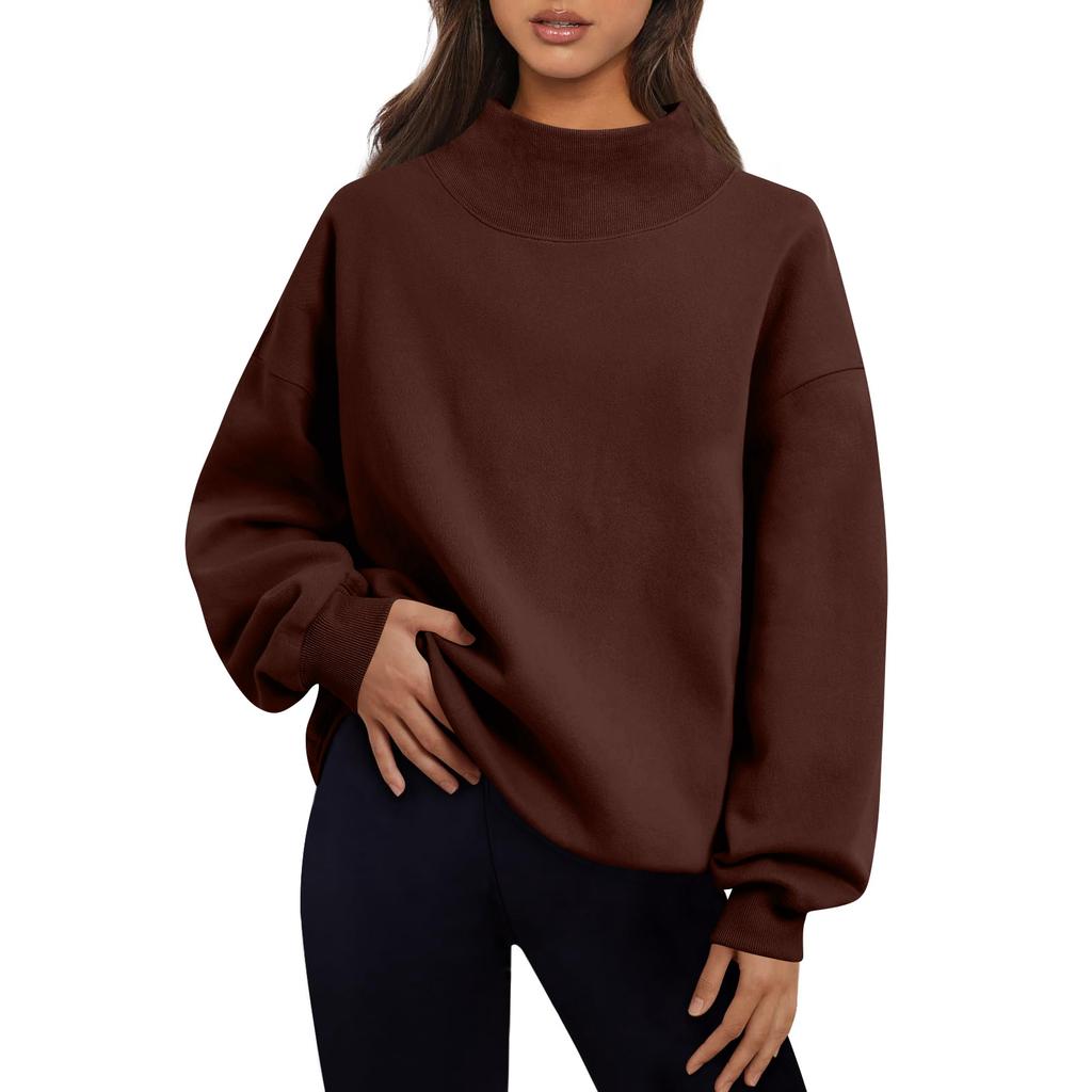 Women's Fashionable Casual Color Round Neck Long Sleeved Pullover Loose Sports Shirt Sweatshirt Top