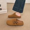 Four Seasons Versatile Retro Women's Outer Wear Inner Height Increase Baotou Half Drag One Pedal Casual Maternity Cool Slippers