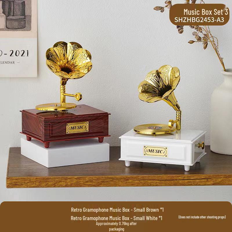 European Retro Vinyl Record Phonograph Music Box - Home, Bar & Cafe Decorative Ornament
