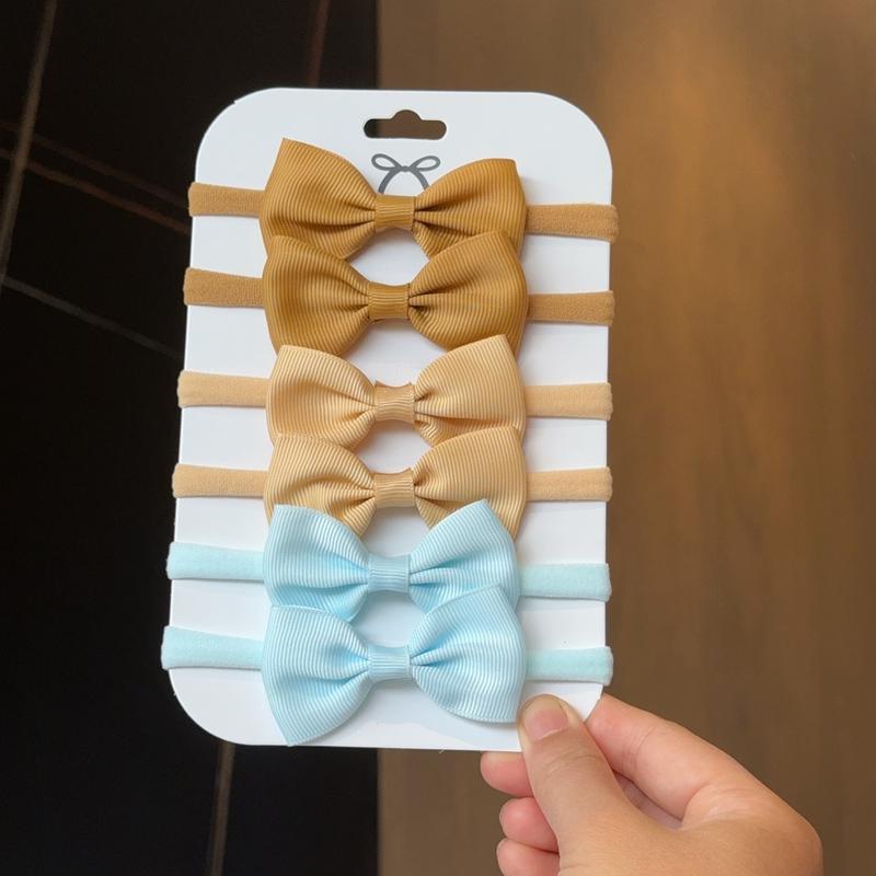 6Pcs/Set Solid Color Kids Headwear Elastic Hair Bands for Baby Cute Ribbon Bowknot Headband Infant Girls Hair Accessories