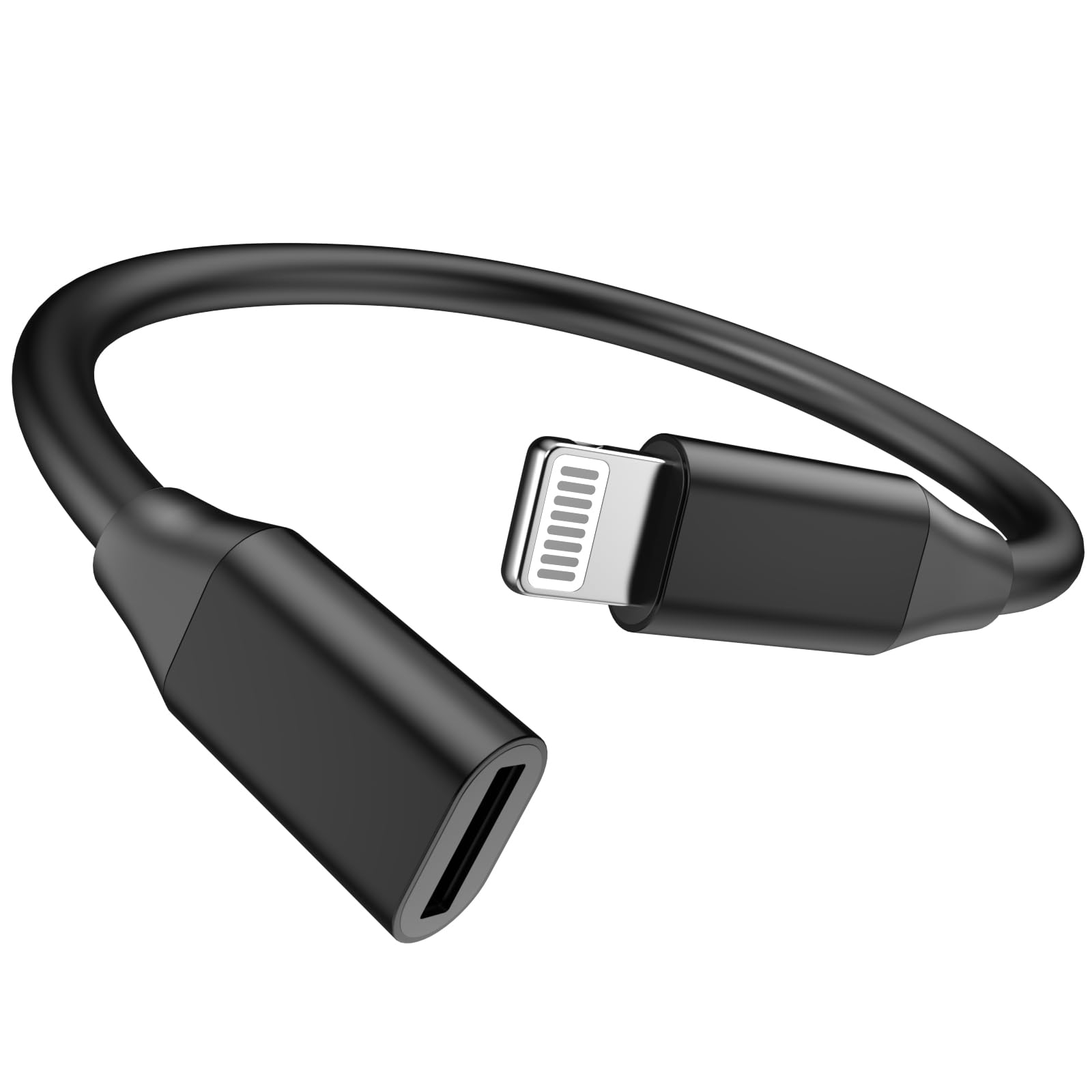 

10 см Кабель-адаптер для зарядки iPhone, удлинитель, Lightning (папа) на Lightning (мама), зарядное устройство, сертифицированный MFi разъем, конвертер-донгл, совместимый с чёрный