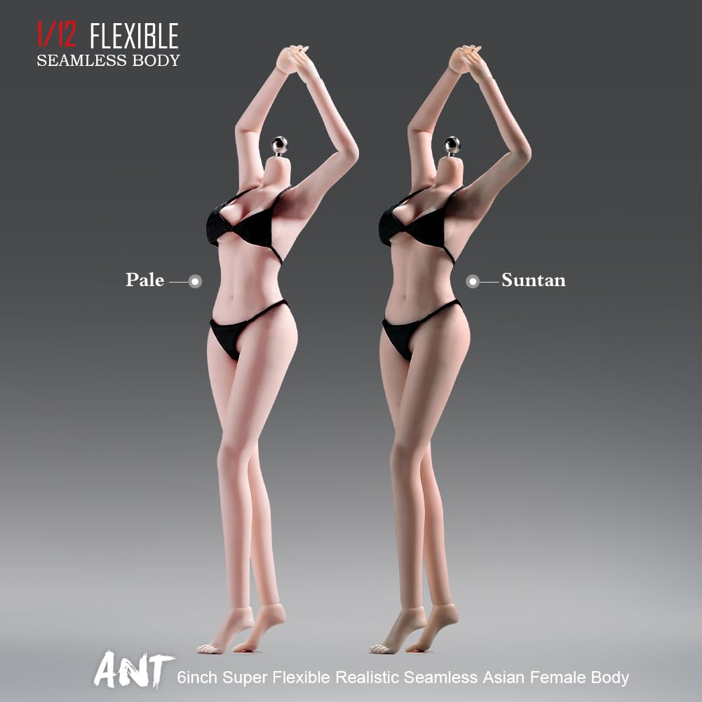 Scale Female 22 Joints Seamless Female Body Micro Beauty Action Detachable Legs Suitable for Hobby Collection 1/12 Body, 6.inch Ultra-flexible