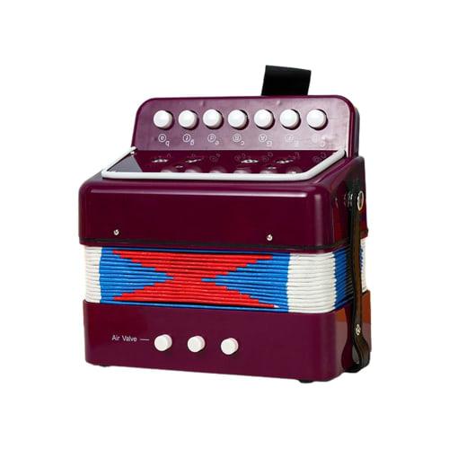 Summina Mini 7-Key 2-Bass Accordion ABS Material Musical Instrument Beginner Christmas Gift Lightweight Button Accordion Hand-Eye Coordination Stage P